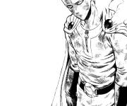 Coloriage Saitama dans la fum&eacute;e apr&egrave;s le combat