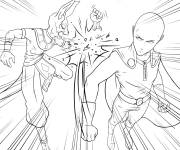 Coloriage Saitama de One Punch Man contre Beerus