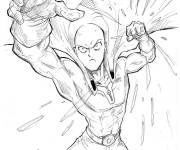 Coloriage Saitama en action en sketch