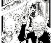 Coloriage Saitama et Bang en train de manger