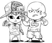 Coloriage Saitama et Genos chibi