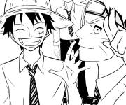 Coloriage Saitama, Monkey D. Luffy et Naruto