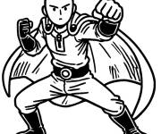 Coloriage Saitama pret pour attaquer