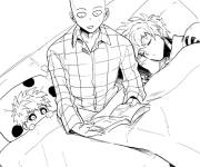 Coloriage Saitama se r&eacute;veilla de son lit