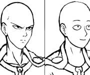 Coloriage et dessins gratuit Saitama souriant et en col&egrave;re à imprimer