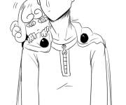 Coloriage et dessins gratuit Tatsumaki se cache derri&egrave;re Saitama à imprimer