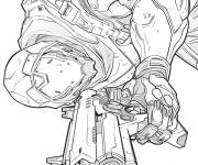 Coloriage Genji tire la balle Overwatch