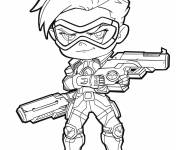 Coloriage Overwatch Tracer en chibi  cp