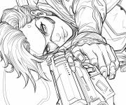 Coloriage Overwatch Tracer tenant son pistolet