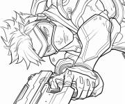 Coloriage Soldat en plein attaque Overwatch gratuit