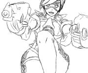 Coloriage Tracer en plein combat
