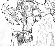 Coloriage Tracer fille soldat prête à tirer Overwatch