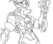 Coloriage Tracer overwatch avec son arme