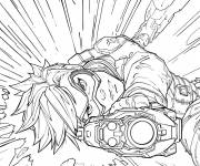 Coloriage Tracer sérieuse en attaquant Overwatch