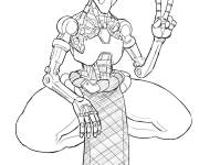 Coloriage Zenyatta Overwatch avec signe de victoire