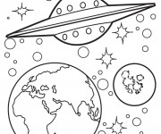 Coloriage Ovnis arrive à La Terre