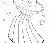 Coloriage Ovnis et Arc en ciel