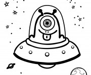 Coloriage Ovnis et Extraterrestre comique