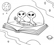 Coloriage et dessins gratuit Ovnis sur Un Livre à imprimer