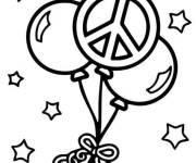 Coloriage Ballons dans l'air avec signe de la paix