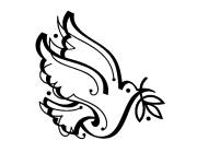 Coloriage colombe de la paix avec rameau d'olivier