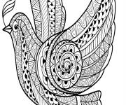 Coloriage Colombe signe de la paix mandala antistress