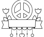 Coloriage D&eacute;coration du symbole de la paix avec des tulipes