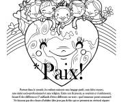 Coloriage Dessin de la paix avec un coeur