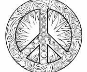 Coloriage El&eacute;ment de la paix en mandala