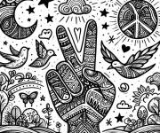 Coloriage et dessins gratuit El&eacute;ments et symboles de la paix à imprimer