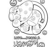 Coloriage &Eacute;l&eacute;phants dans une signe de la paix