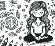 Coloriage et dessins gratuit Fille faisant du Yoga pour la paix à imprimer