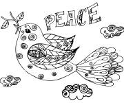 Coloriage Joli oiseau signe de paix