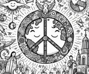Coloriage et dessins gratuit La joie et la paix des gens à imprimer