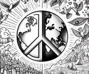 Coloriage et dessins gratuit La terre entre la paix et les conflits à imprimer
