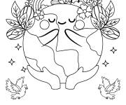 Coloriage La terre profitant de la paix