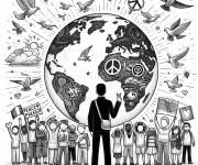 Coloriage et dessins gratuit Le monde cherche la paix de la terre à imprimer