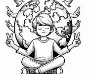 Coloriage et dessins gratuit Les doigts signe V sortant de la terre à imprimer