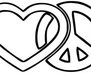 Coloriage Logo de paix avec un c&oelig;ur