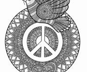 Coloriage Mandala de la paix difficile pour adulte