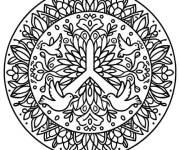 Coloriage Mandala de la paix simple pour enfants