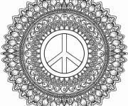 Coloriage Mandala de signe de paix complexe