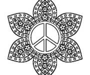 Coloriage Mandala de signe de paix fleuri &agrave; imprimer