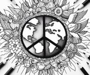 Coloriage Mandala du signe de la tol&eacute;rance et de la paix