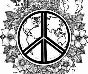 Coloriage Mandala magnifique sur le theme de paix
