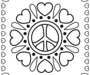 Coloriage Mandala paix et amour avec motifs facile