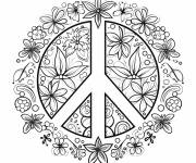 Coloriage Mandala signe de la paix complexe