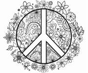 Coloriage Mandala signe de la paix en vecteur