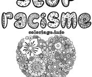 Coloriage Paix et stop racisme avec c&oelig;ur en mandala