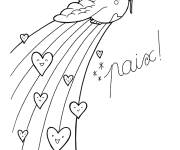 Coloriage Paix oiseau sur arc en ciel